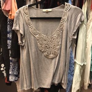 Grey embellished flowy top